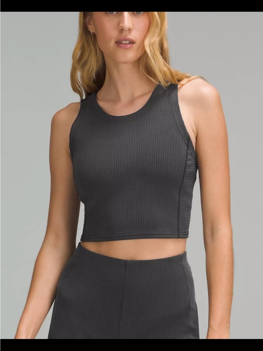 Lululemon Ribbed Softstreme Cropped Tank Top Black Size 12 Gently Used